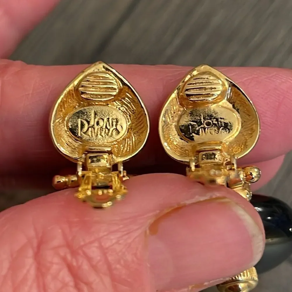 Joan Rivers Interchangeable Door Knocker Earrings Disc Drop Dangle Clip Ons